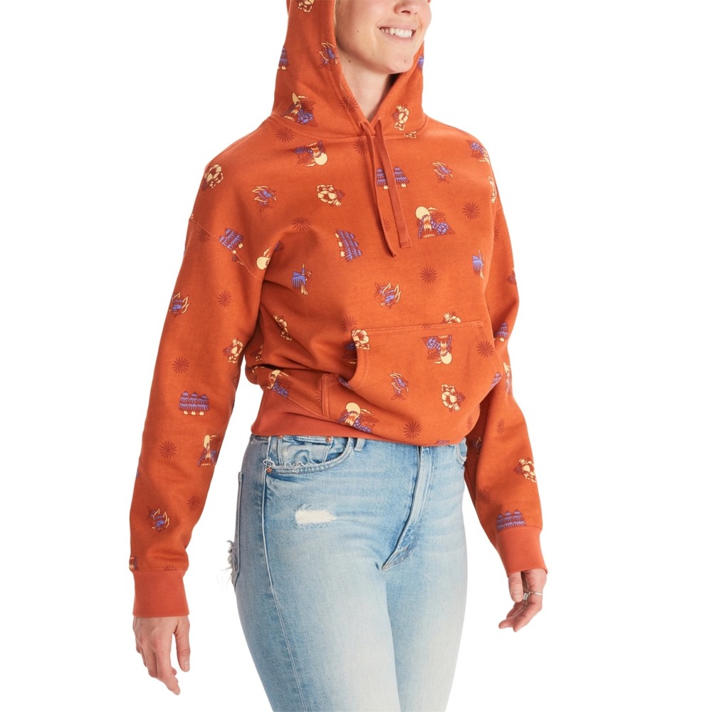 Marmot Womens Orange Printed Dj Javier Hoodie Size XS